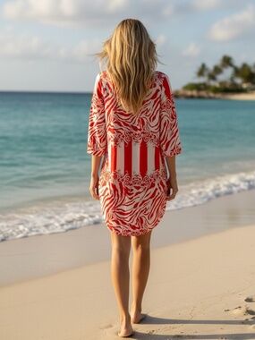 NWT Women's Zebra Stripe Tunic beach Cover-Up (Limited Time Summer Sale)